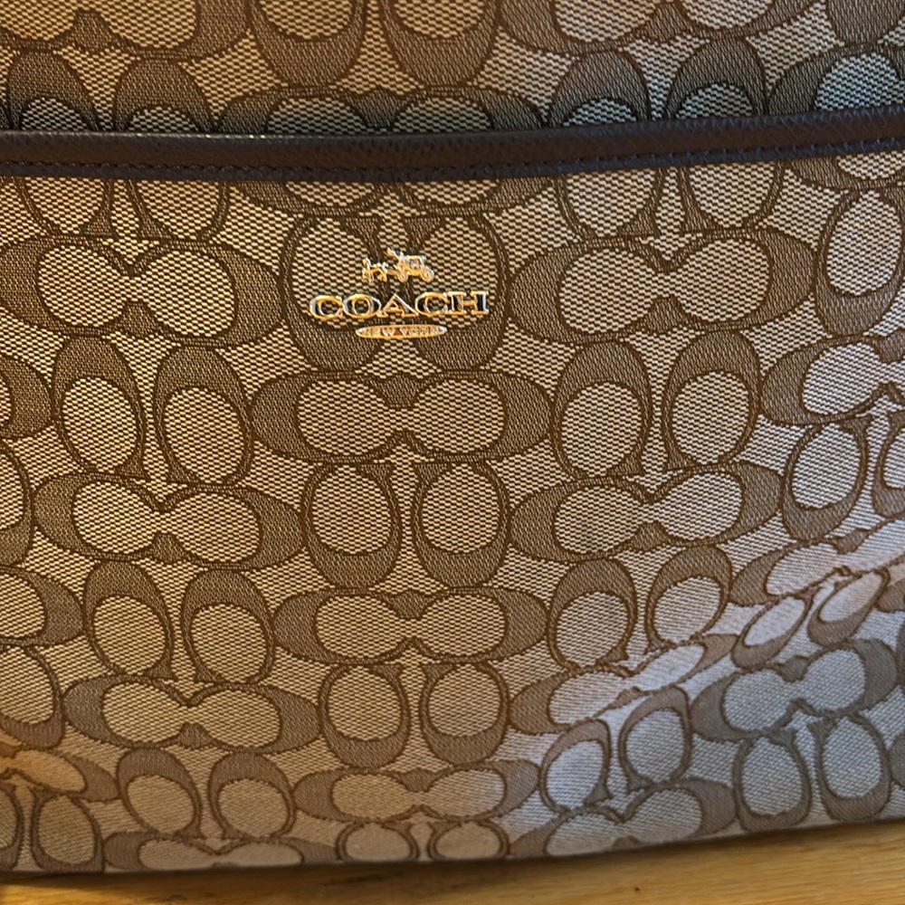 Coach Brown and Beige Signature Crossbody Bag - Picture 8 of 12